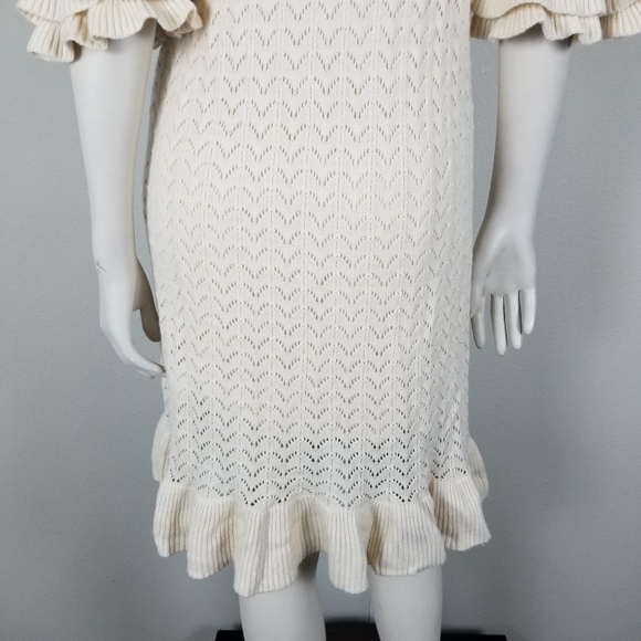 Happy X Nature Knit Ruffle Knee-length Dress in Cream Size Medium - Picture 7 of 9
